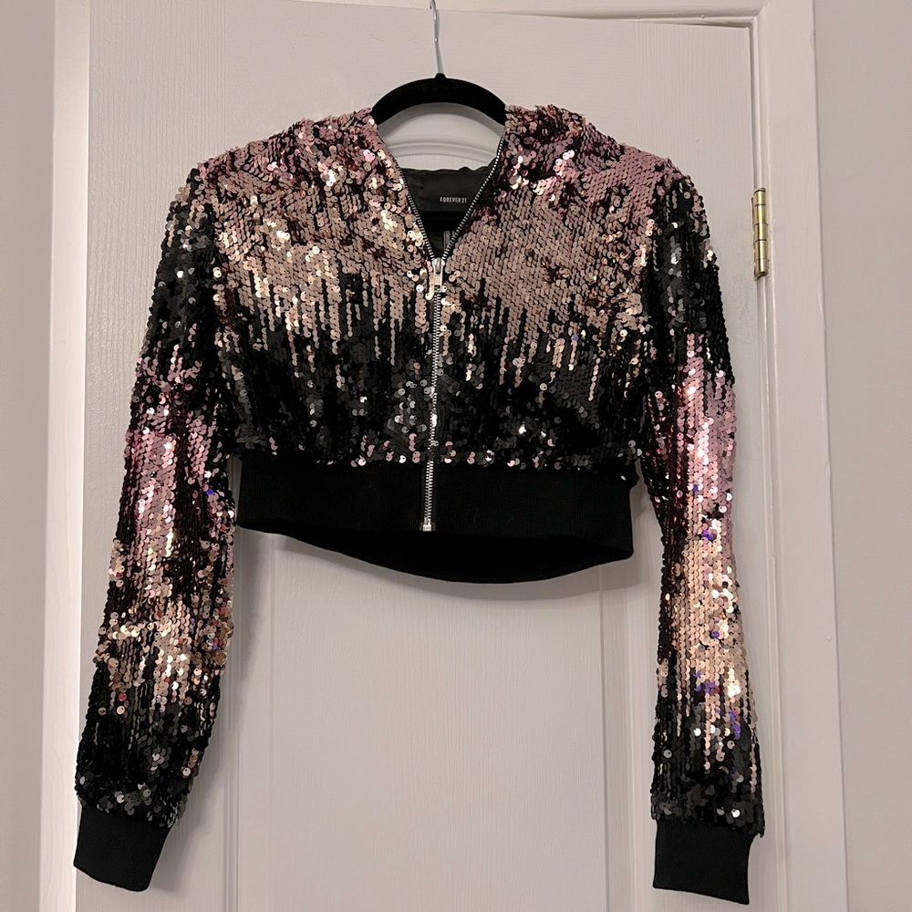 Forever 21 Sparkle Sequined Hoodie/Jacket